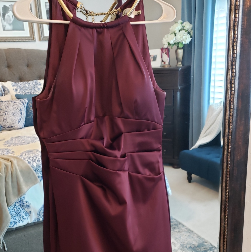 Eliza J Satin Chain Collar Dress